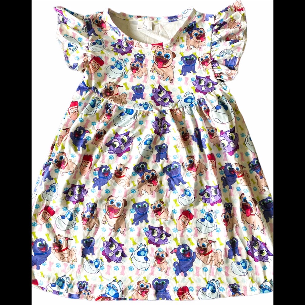 Colorful Cartoon Print Kids Dress